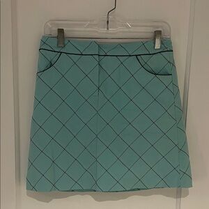 Cutter & Buck Aqua and Brown Checkered Mini Skirt